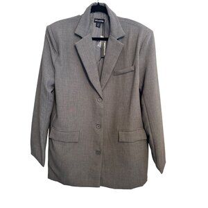 2/$30 PrettyLittleThing 6 Grey NWT Textured Look Shoulder Padded Oversized Blaze